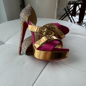 CHRISTIAN LOUBOUTIN Ambertina Specchio 150 STRASS Crystal Platform Heel 37.5